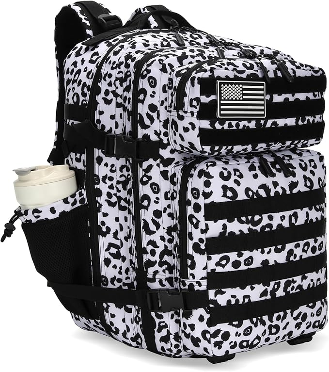 25L Tactical Backpack for Men and Women Small Military Tactical Backpack Heavy Duty Molle Assault Pack Daypack for Hiking Camping Travel Work Gym Outdoors (Leopard)