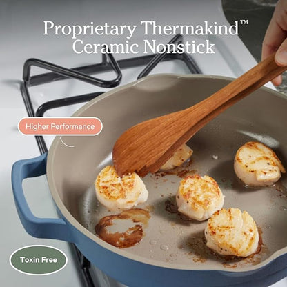Our Place Large Always Pan | 12.5" Ceramic Pan with Modular Lid & Beechwood Spatula | Patented 10-in-1 Nonstick, Non-Toxic Cookware Made Without PFAS | Induction & Oven-Safe up to 450°F | Steam