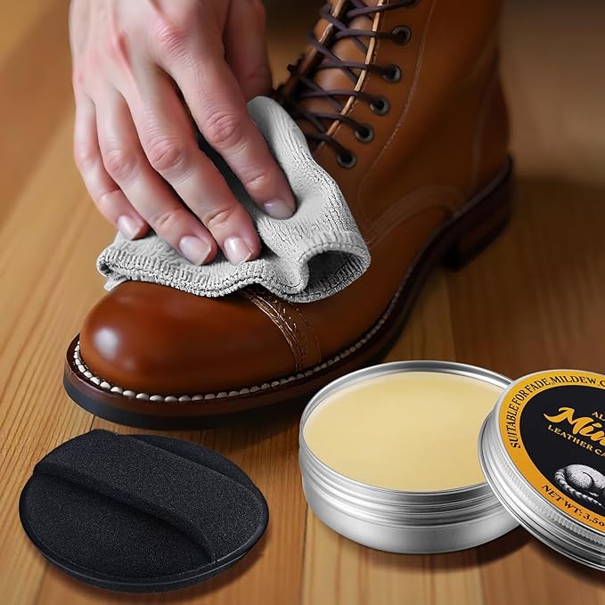 8 Pcs Mink Oil for Leather Shoes Boots 3.5 oz Leather Conditioner and Cleaner with Travel Bag Soften for Boots and Shoes Care(Style C)