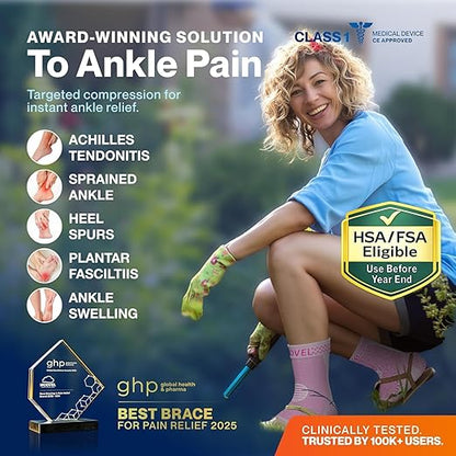 Modvel Foot & Ankle Brace Socks for Sprained Ankle Compression Sleeve - Plantar Fasciitis Relief Brace, Foot Support for Women & Men - Tendonitis & Arthritis Foot Sleeve, Stabilizing Ankle Wrap