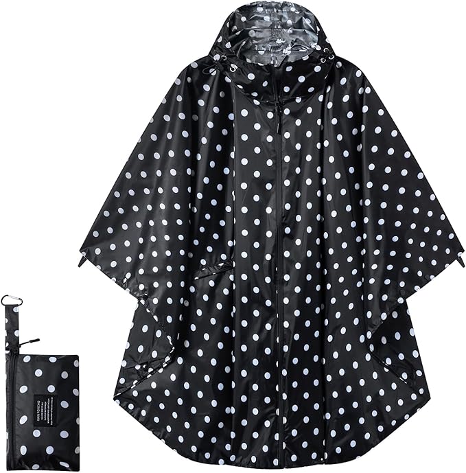 Hooded Rain Ponchos for Adult - Rain Coat and Rain Jacket with Waterproof Pocket and Zipper