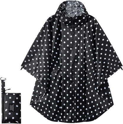 Hooded Rain Ponchos for Adult - Rain Coat and Rain Jacket with Waterproof Pocket and Zipper