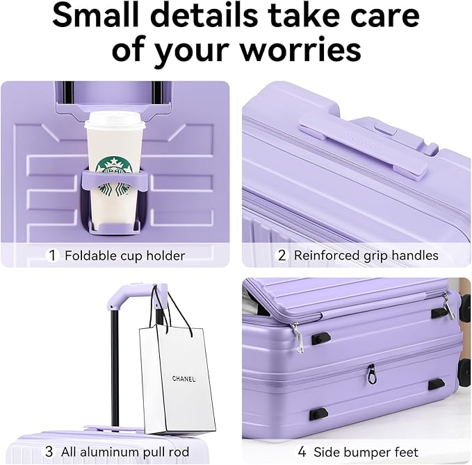 ROAMING Luggage Sets Hard shell Suitcase Top Opening Expandable with Spinner Wheels, Sturdy Large Suitcase Tsa Lock 20 Inch Carry on 28 Inch Checked Luggage, 2-Piece Set (20/28) for Woman Men. Purple