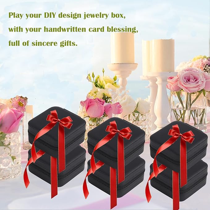 Travel Jewelry Case Bridesmaid Gifts Box,6 Pack Small Jewelry Box Mini Jewelry Organizer,PU Leather Portable Earring Storage Box for Women Girls Bridesmaid Proposal Gifts