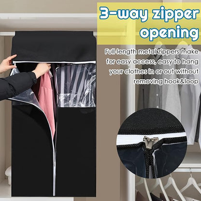 Amylove 4 Pcs 43'' Garment Bags for Hanging with Zippers Hanging Clothes Storage Garment Rack Cover Sealed Dust Cover Wardrobe Clothing Organizer for Suit Coat