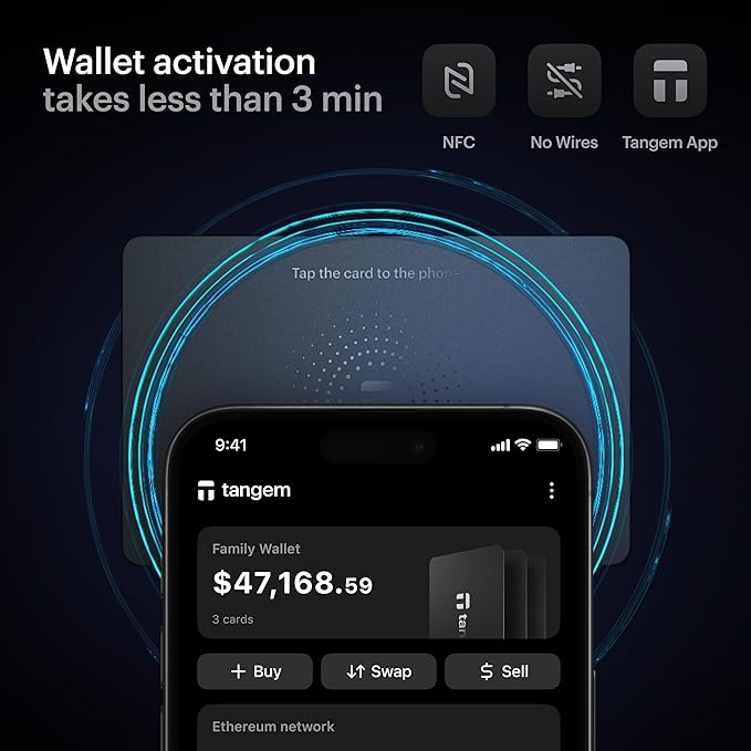 TANGEM Wallet Pack of 3 - Secure Crypto Wallet - Trusted Cold Storage for Bitcoin, Ethereum, NFT's & More Coins - 100% Offline Hardware
