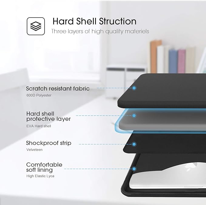 Smatree Hard Shell Laptop Sleeve Case Only for 15 inch Microsoft Surface Laptop 6/5/4/3, for 15 inch Microsoft Surface Book 3/2 Notebook Bag, Black