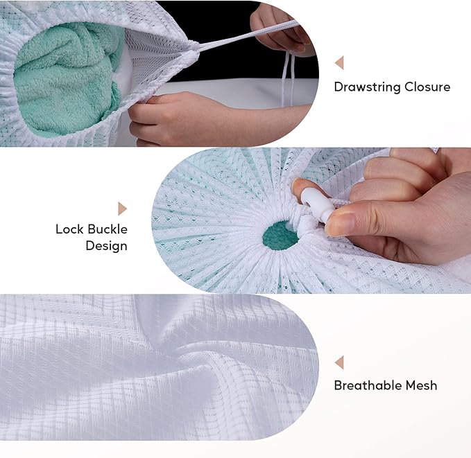 Meowoo Large Mesh Laundry Bag, 24×36inch Heavy Duty Mesh Laundry Bags Drawstring Lockable, Laundry Hamper Liner, Machine Washable, for Travel,Storage, Sports Factories, Dorms, White 2pcs