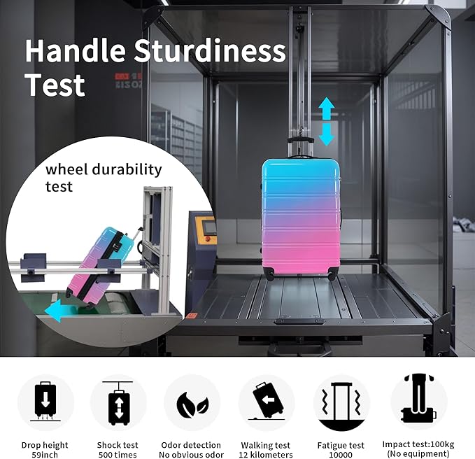 Hardshell Luggage Sets 3 Piece Gradient Color Expandable Suitcase with Spinner Wheels and TSA Lock