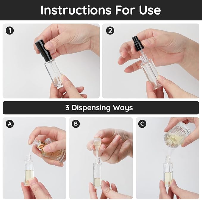 Segbeauty Perfume Atomizer Travel, 10pcs Portable Mini Refillable Perfume Bottles Kits, 10ML Scent Pump Case Empty Glass Toiletries Supplies Containers Travel Size Spray Bottles Accessories Set Clear