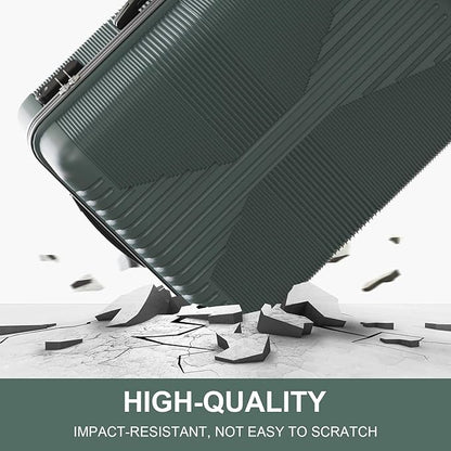 Karl home Hardshell Carry On Luggage with Spinner Wheels, Lightweight PP Hardside Small Suitcase with Built-in Lock & Smooth Zipper, 22 Inch Airline Approved, Dark Green