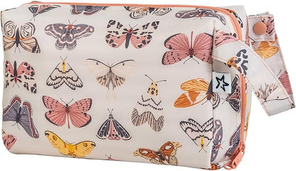 Tiny Twinkle Waterproof Travel Toiletry & Makeup Bag Organizer | Makeup Pouch with Multiple Compartments & Snap Handle for Travel | Gift for Teen Girls and Women (Flutter)