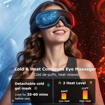 ALLJOY Eye Massager with Heat and Cooling, Lightweight Eye Massager with Removable Gel Mask, Christmas Gifts for Women,White Elephant Gifts for Adults Eye Care Devices for Migraine, Reduce Dry Eyes