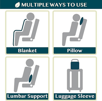 PAVILIA Travel Blanket Airplane Compact with Bag, Soft Packable Plane Blanket Kids Adults, Portable Camping Flight Essentials, Travelers Gifts Accessories, Luggage Backpack Strap, 65x40 Teal Blue