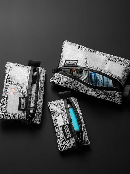 TACTICAL_GEEK Storage A5 EDC Storage Pouch Set, Molle EDC Gadget Pouch, Multi-Functional Utility Small Tool Pocket for Daily Carry (Transparent Grid)
