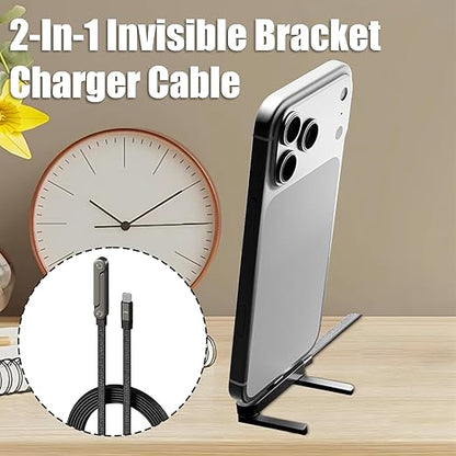 Invisible Stand Charging Cable, 2-in-1 Invisible Holder Charger Cable, 240W Fast Charging Cable with Stand, for Smartphones Tablets Laptops (USB A-Type C)