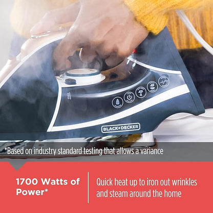 Black+Decker Elite Pro-Series Steam Iron, 6 Settings 1700 Watt, Navy