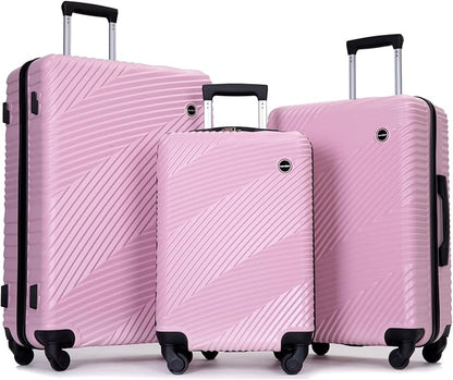 Travelhouse Luggage Sets, Expandable Hardside Suitcases 24in/28in, Carry on 20in,3 Piece Set Travel Luggages Clearance with Double Spinner Wheels TSA Lock Lightweight (PINK)