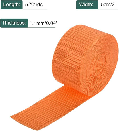 MECCANIXITY Lightweight Polypropylene Webbing Strap 2" 5 Yard Backpack Strapping Band Light Orange for Outdoor Luggage Cargo Straps