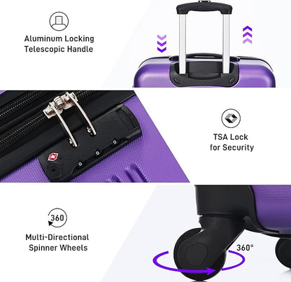 Merax Luggage Sets 13 Piece Suitcase Set 16/20/24/28 IN,Carry on Luggage and Travel Bag TSA Lock Expandable,Hard Case Luggage with Spinner Wheels,Purple