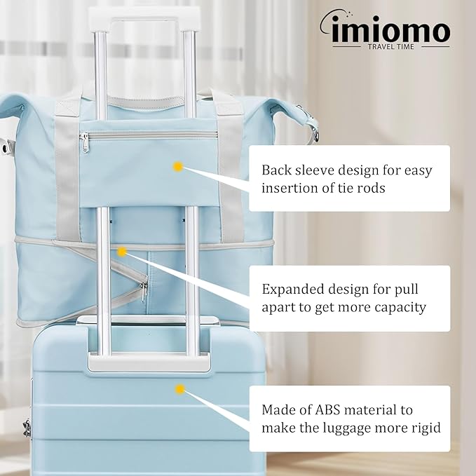 imiomo Hard Shell Luggage Sets 5 Piece for Women, Lightweight Hardside Rolling Suitcase Set with Spinner Wheels and TSA Lock, Blue