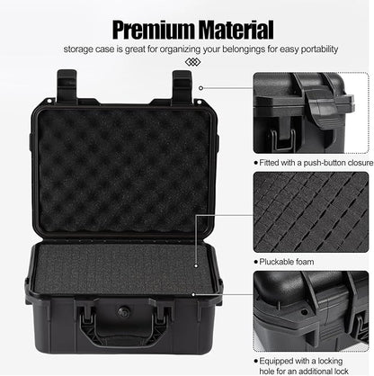 small Hard case Waterproof Hard Case with DIY Customizable Foam Insert Portable Protective Case for Camera Drones Equipments Tools Test Instruments 14.2''x11.4''x6.3''