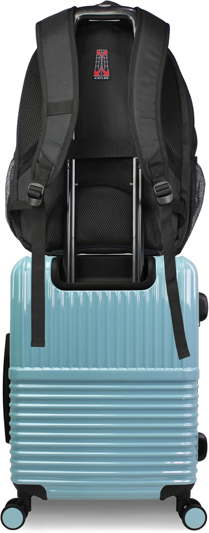 World Traveler Dejuno Tonal Ultimate Travel Combo Spinner Carry-On & Laptop Backpack 2-Piece Luggage Set - Glacier (20" Carry-On & 19" Backpack)