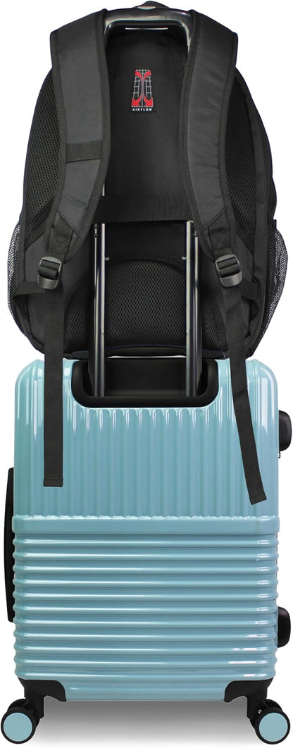World Traveler Dejuno Tonal Ultimate Travel Combo Spinner Carry-On & Laptop Backpack 2-Piece Luggage Set - Glacier (20" Carry-On & 19" Backpack)