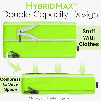 8-Piece Luxury Compression Packing Cubes & Bags for Travel – Maximize Space in Luggage with HybridMax Double-Capacity Design, 50 Luggage Tags, Deluxe Set, Lifetime Satisfaction Suitcase Organizer Bags