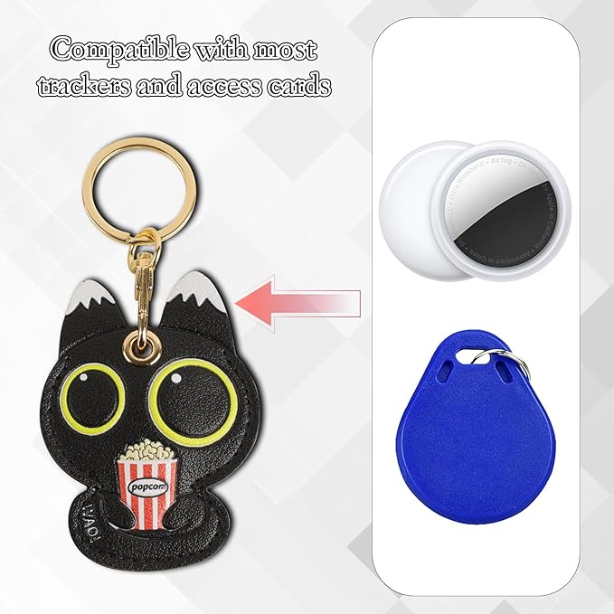 Leather Keychain Case Holder Compatible with Apple AirTag, GPS Airtag Keychain Finder Tracker with Key Ring, Anti-Scratch Protective Air Tag Cover