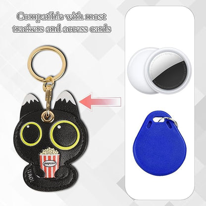 Leather Keychain Case Holder Compatible with Apple AirTag, GPS Airtag Keychain Finder Tracker with Key Ring, Anti-Scratch Protective Air Tag Cover