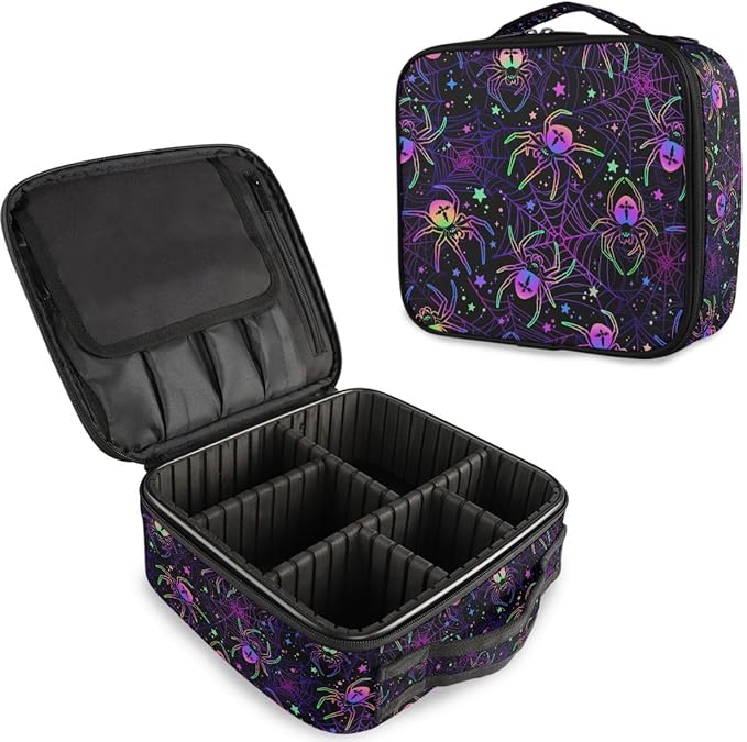 MNSRUU Makeup Bag Multi-colored Spiders Makeup Bag Organizer Travel Cosmetic Bag Portable Large Capacity Toiletry Bag for Women, Make Up Bags with Zipper