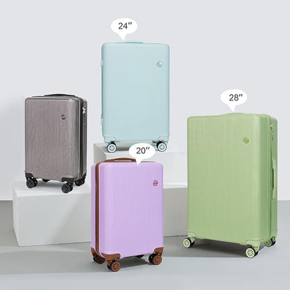 Luggage Sets 3 Piece (20/24/28 inch)-Carry On Suitcase-Suitcase With Wheels-PC+ABS - Hardside Spinner Travel Luggage, Black, 3 Pcs Set, Hardside Luggage Sets With Spinner Wheels (Green)
