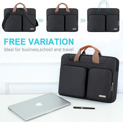 Lacdo 360° Protective Laptop Shoulder Bag, 16 inch Laptop Bag for 16 inch New MacBook Pro M4/M3/M2 /M1 Pro Max A3403 A3186 A2991 A2780 A2485 2024-2019, 15" Surface Laptop 7th Copilot+PC Computer,Black