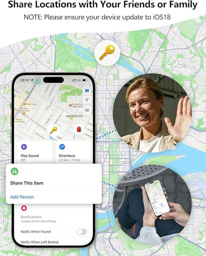 Tracker Tags, Item Finder Work with Apple Find My (iOS Only), Tracking Device Locator Smart Tag for Luggage, Keys, Wallet, Bike, Bags (Black, 4 Pack)