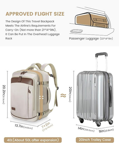 LOVEVOOK Carry on Backpack, 45L Large Travel Backpack for Women Men Airline Approved, Expandable Large Suitcase Backpacks With 4 Packing Cubes, Aer Travel Pack 3, Water Resistant Weekender Bag