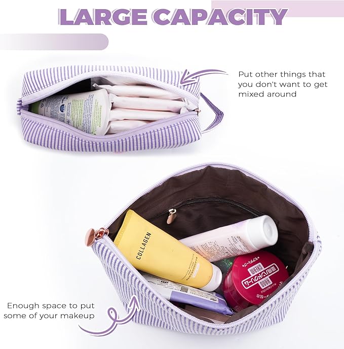 Bridesmaid Gifts Wedding Day - Bridal Shower Gifts,Maid of Honor Gifts,Initials Makeup Bag Set Cosmetic Bag - Lavender,B