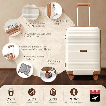 Luggage Sets 6 Piece with Spinner Wheels, Lightweight Hardshell Suitcase Set with TSA Lock, Carry On Checked Luggage with Travel Bag & Toiletry Bag (Pink, 6 piece sets（14/20/24/28/DB/TB）)