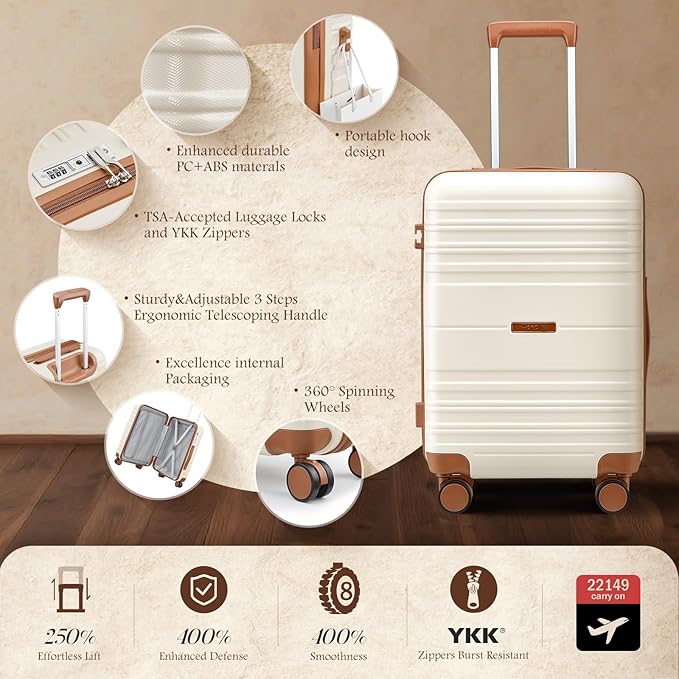 Luggage Sets with spinner wheels, PC+ABS Hard Shell Travel Luggage,Lightweight Carry-on suitcases with TSA Lock,YKK Zippers (Pink, 7 piece sets（14/18/20/24/28/DB/TB）)