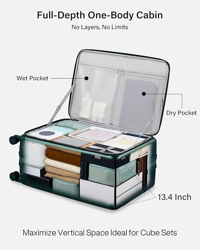 Hanke Hardside Expandable Large Checked Luggage, 28 Inch Top Opening Trunk Luggages with Spinner Wheels, All-PC Hard Shell Suitcase, Lightweight TSA Approved (Blackish Green, 120L)