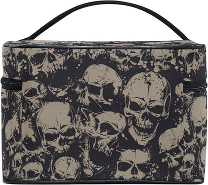 Makeup Bag, Grunge Skulls Travel Makeup Organizer Bag Cosmetic Cases Toiletry Bags for Girl Women Ladies