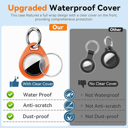 Waterproof Airtag Holder,4 Pack Airtag Keychain with Full Wrap Design,Airtags Case for Apple Airtag,Anti-Lost Air tag Accessories for GPS Item Finder Tracker,Bag,Key,Pet,Black/Blue/Orange/Green