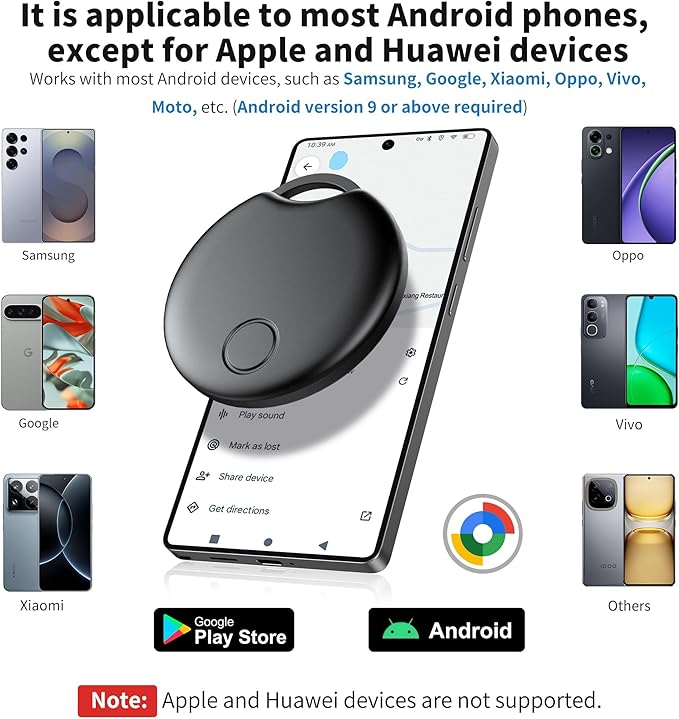 Air Tracker Tags-4 Pack for Android, Bluetooth Tracker Works with Google’s Find Hub | Android Only | Replaceable Battery | Water- Resistance | Item Finder for Luggage, Wallet, Key,Suitcases