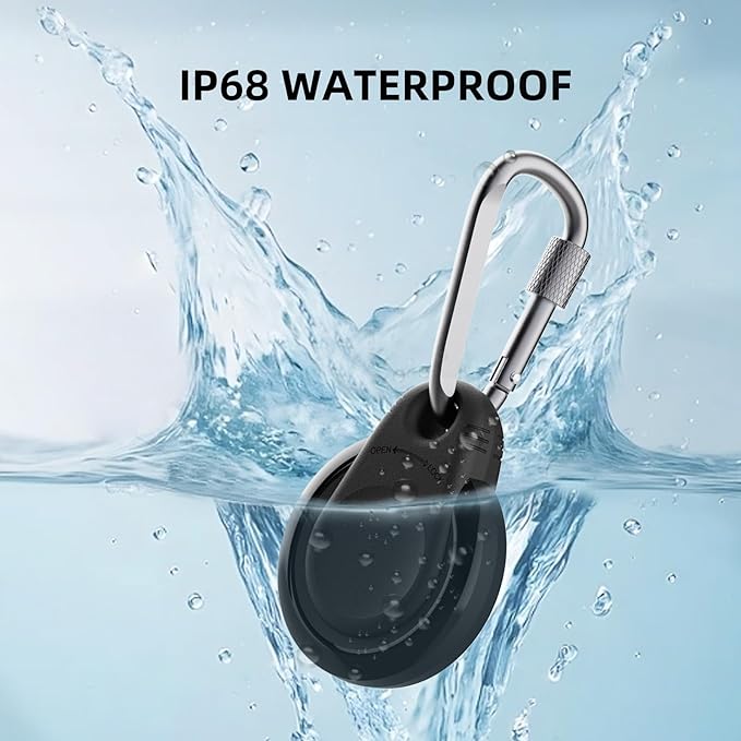 Waterproof Holder for AirTag Keychain Lock Case for Apple AirTags Keyring Durable Lightweight Cover for AirTag for Keys Kids Luggage Backpacks Pet Collar Black 4Pack