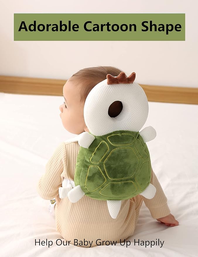 JunNeng Toddler Baby Head Protector Backpack for Toddler Walker with Knee Pads&Anti-Slip Socks, Turtle