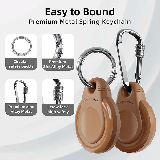 Waterproof Holder for AirTag Keychain Lock Case for Apple AirTags Keyring Durable Lightweight Cover for AirTag for Keys Kids Luggage Backpacks Pet Collar Black Coffe 4Pack