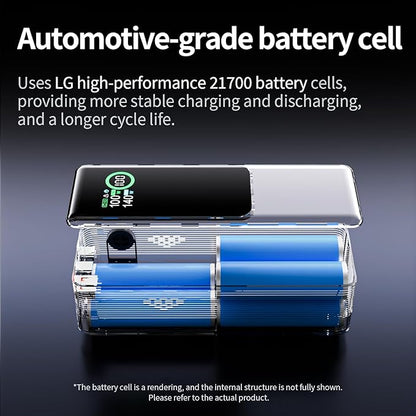 140W Portable Fast Charger 25000mAh with LG 21700 Battery, 3-Port Laptop Fast Power Bank Smart Display for Travel, Compatible with MacBook Pro, iPhone 17/16, ipad.（G-ZeroFear）
