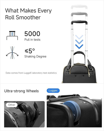 LUGGEX Underseat Carry On Luggage with Wheels, Stylish Lightweight Under Seat Luggage, Soft Sided Personal Item Suitcase for Short Trip (Blue, 16 Inch)