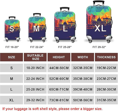 WUJIAONIAO Travel Luggage Cover Baggage Suitcase Cover Protector Skins 18-32 Inch (City, M (for 22-24 inch luggage))