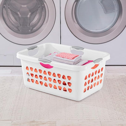 Sterilite 4 Pack Ultra Laundry Basket, Plastic Clothes Hamper, Large Rectangle Bin with 4 Comfort Grip Handles, 2 Bushel Capacity, White